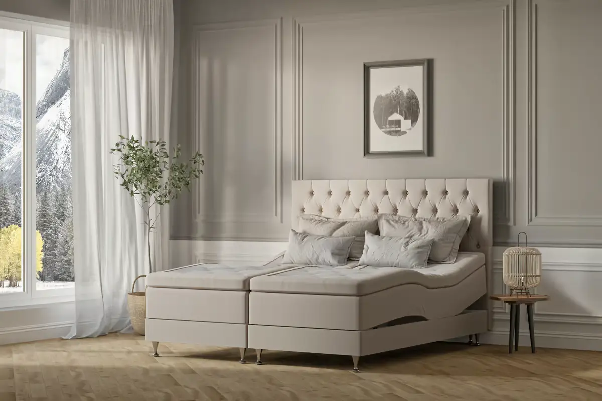 Julia Ställbar Säng med Knappgavel